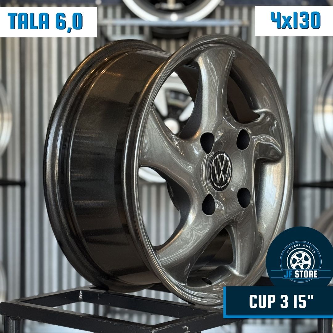 Set of Cup 3 Wheels 15" Graphite 4x130