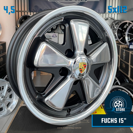 Set of Fuchs Wheels 15" Black Polished 5x112