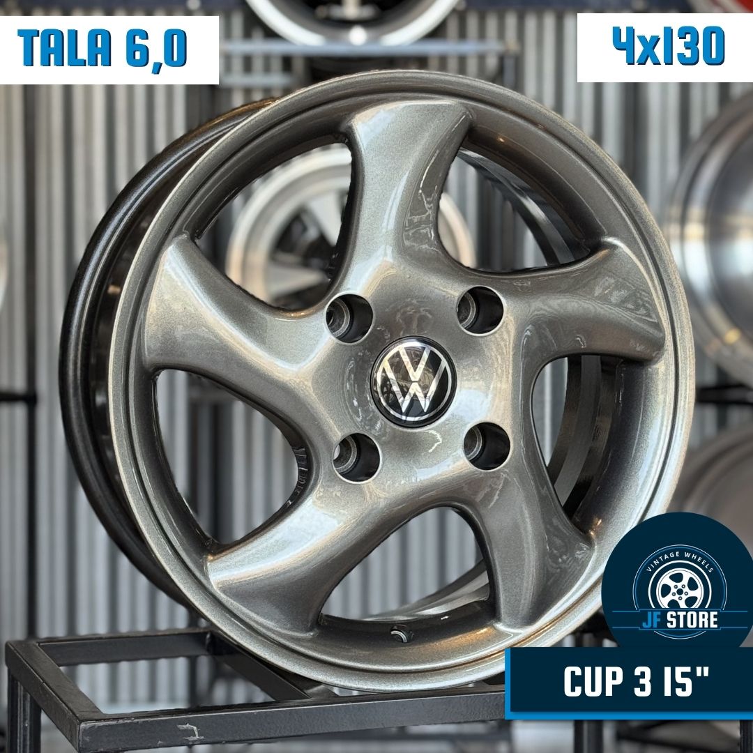 Set of Cup 3 Wheels 15" Graphite 4x130