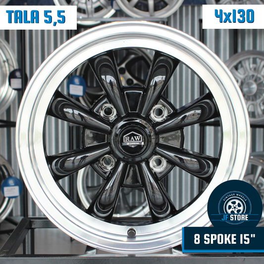 Set of 8 Spoke Wheels 15" Black