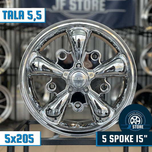 Set of 5 Spoke Wheels 15" Vacuum Chrome