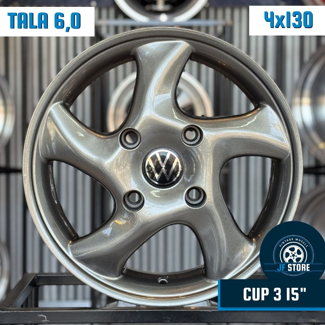 Set of Cup 3 Wheels 15" Graphite 4x130
