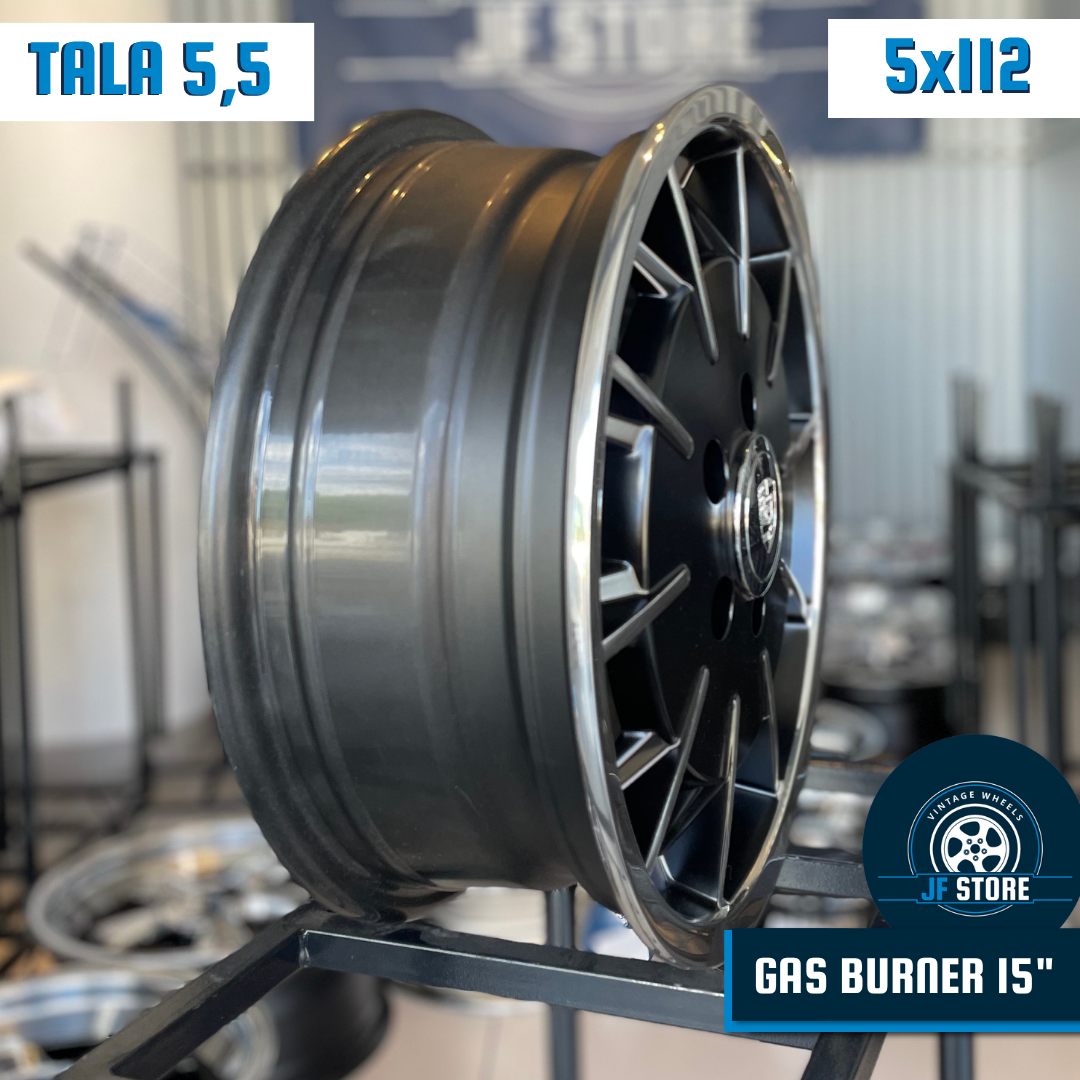 Set of Gas Burner Wheels 15" Black and Polished
