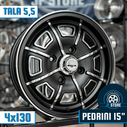 Set of Pedrini Wheels 15" Black and Polished