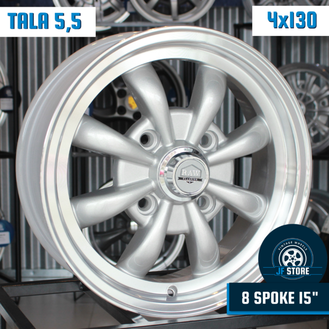 Set of 8 Spoke Wheels 15" Silver