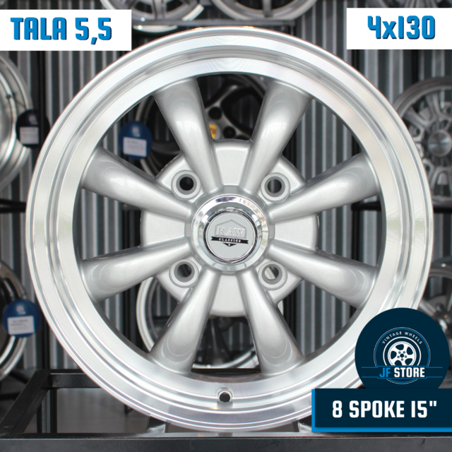 Set of 8 Spoke Wheels 15" Silver