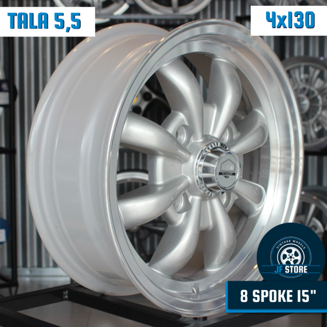 Set of 8 Spoke Wheels 15" Silver