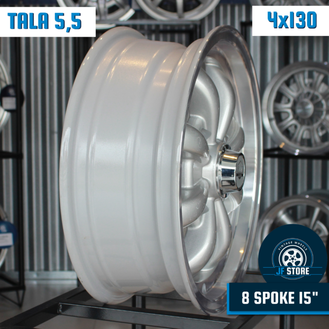 Set of 8 Spoke Wheels 15" Silver