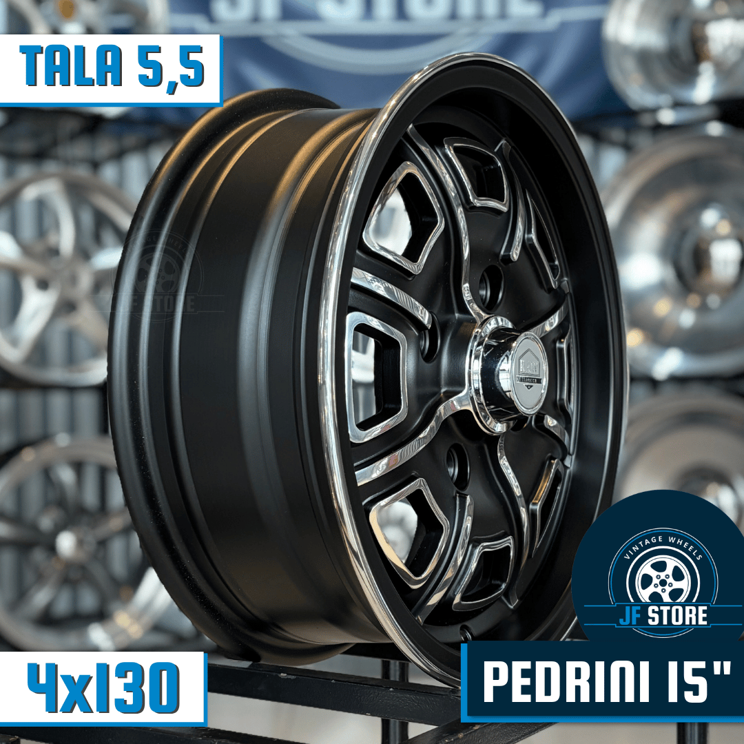 Set of Pedrini Wheels 15" Black and Polished