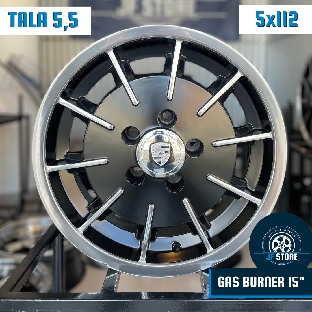 Set of Gas Burner Wheels 15" Black and Polished
