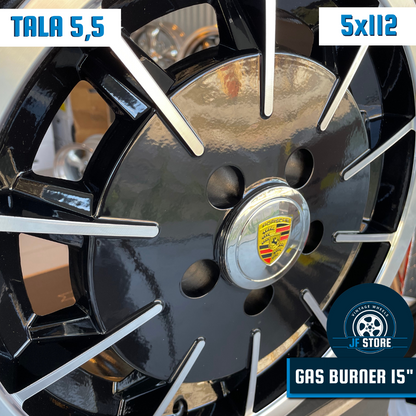 Set of Gas Burner Wheels 15" Black