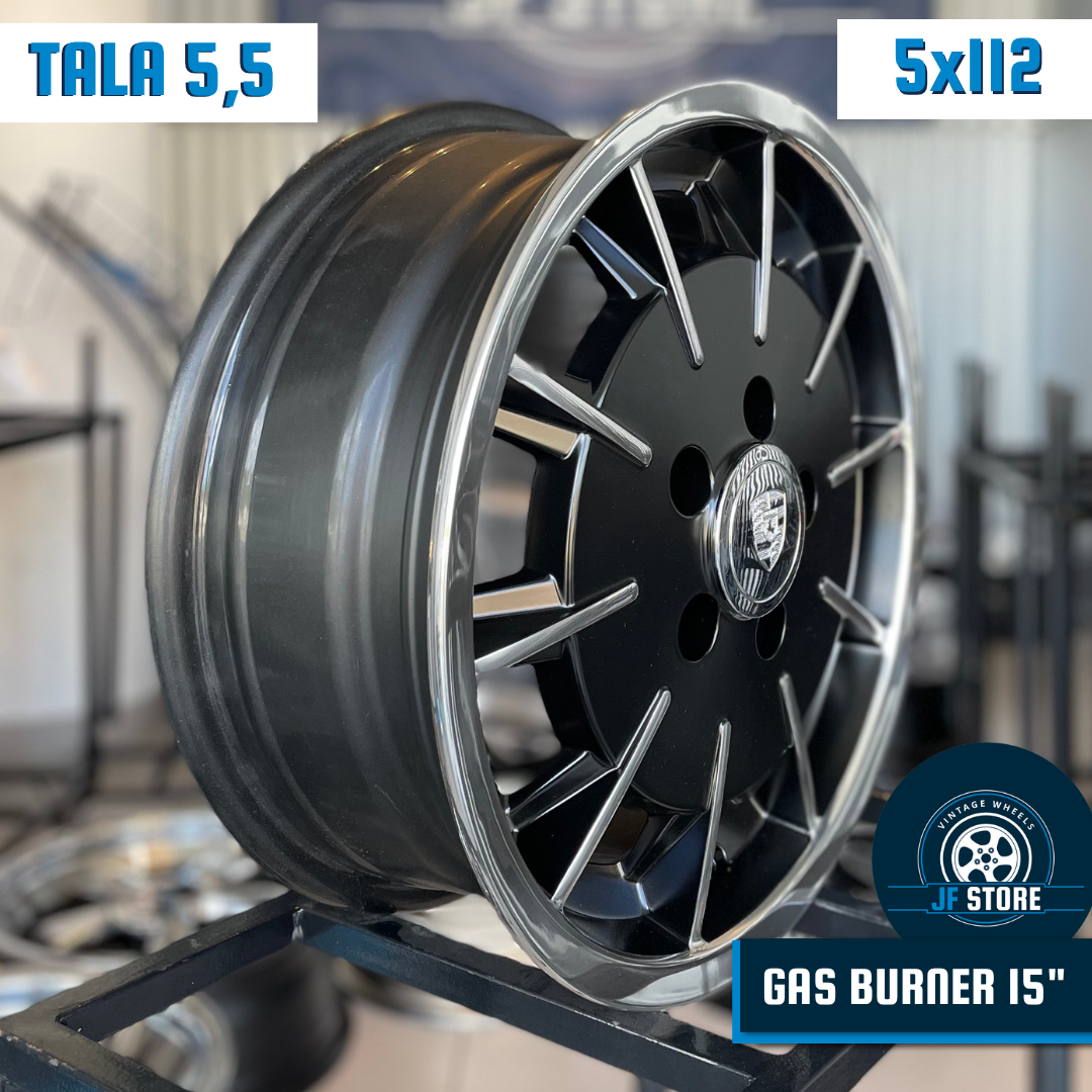Set of Gas Burner Wheels 15" Black and Polished