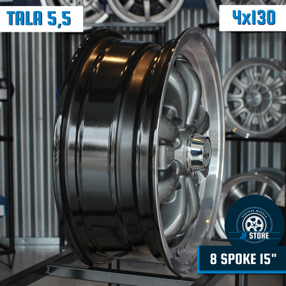 Set of 8 Spoke Wheels 15" Graphite