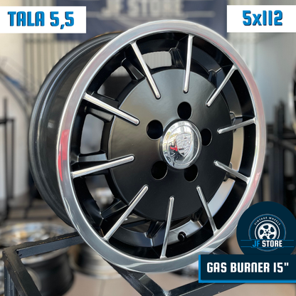 Set of Gas Burner Wheels 15" Black and Polished