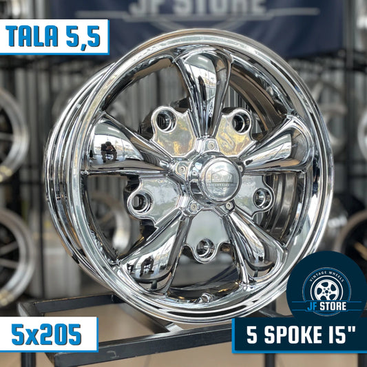 Set of 5 Spoke Wheels 15" Vacuum Chrome