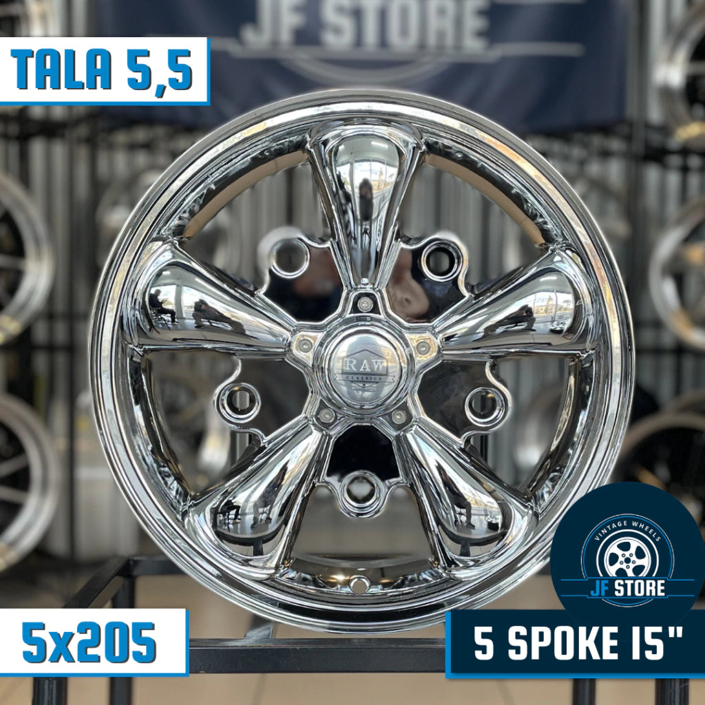 Set of 5 Spoke Wheels 15" Vacuum Chrome