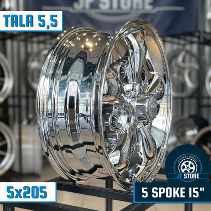 Set of 5 Spoke Wheels 15" Vacuum Chrome
