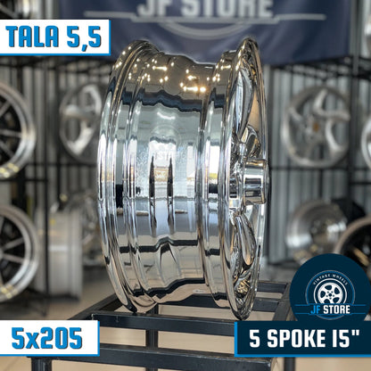 Set of 5 Spoke Wheels 15" Vacuum Chrome