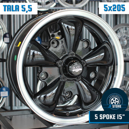 Set of 5 Spoke Wheels 15" Black