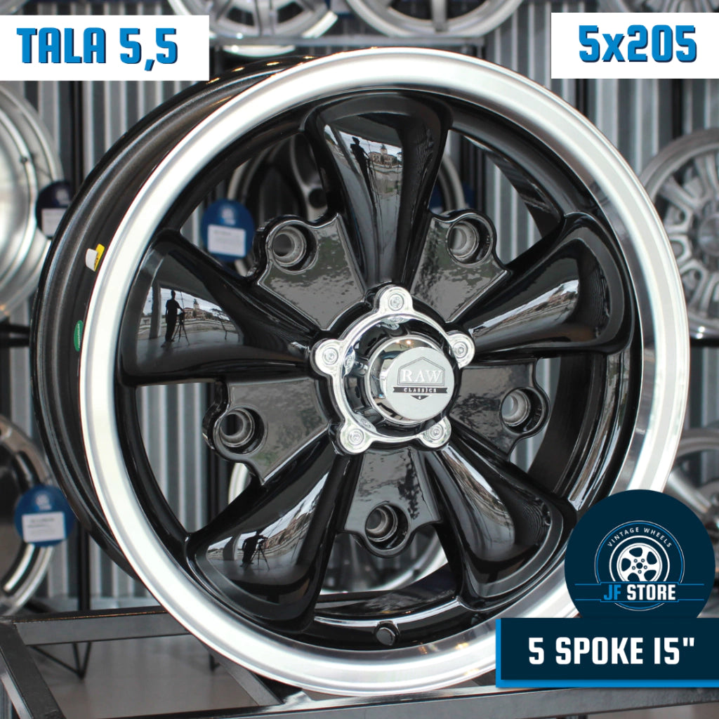 Set of 5 Spoke Wheels 15" Black