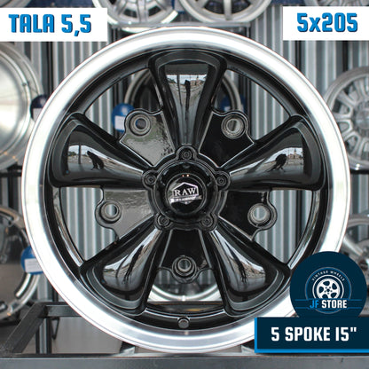 Set of 5 Spoke Wheels 15" Black