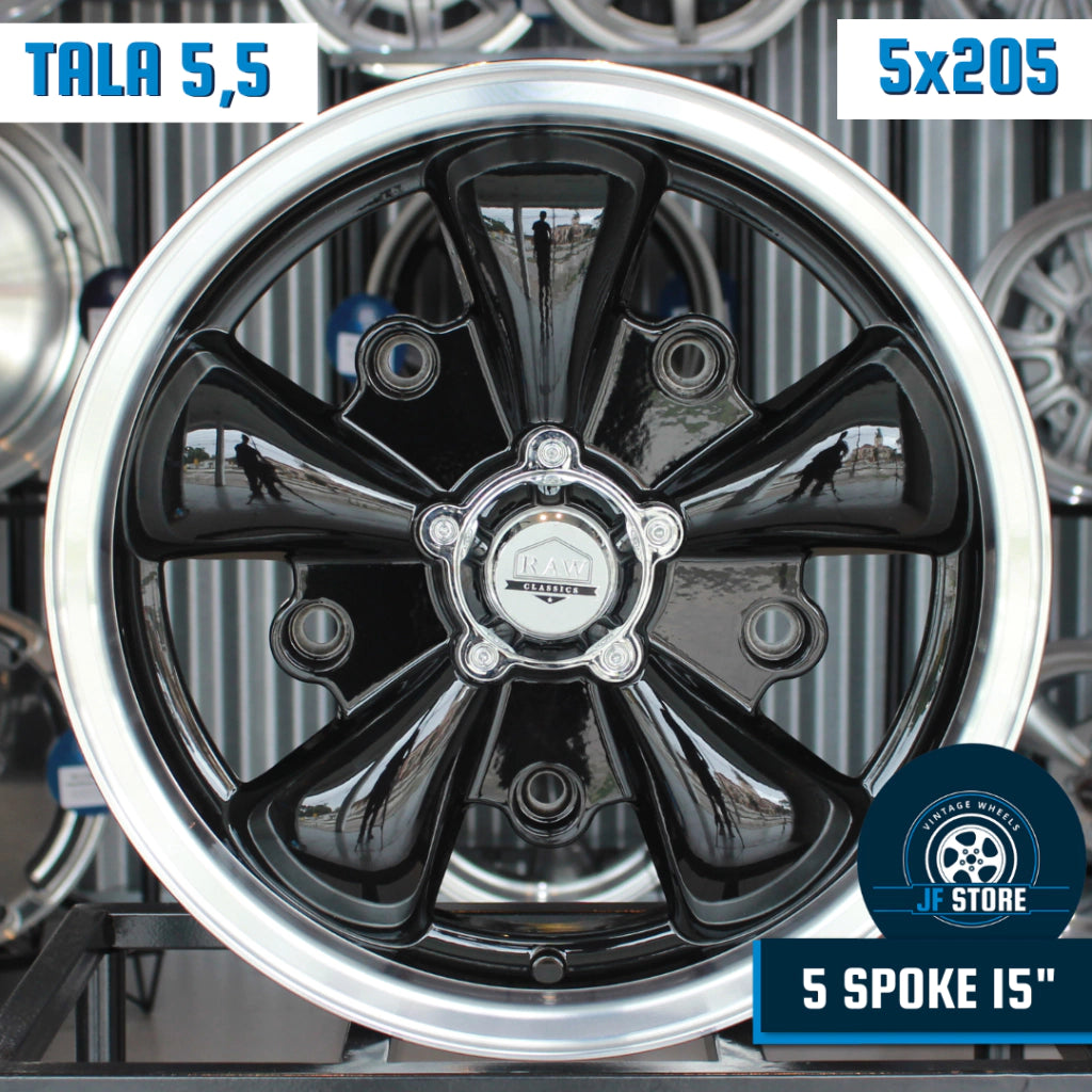Set of 5 Spoke Wheels 15" Black