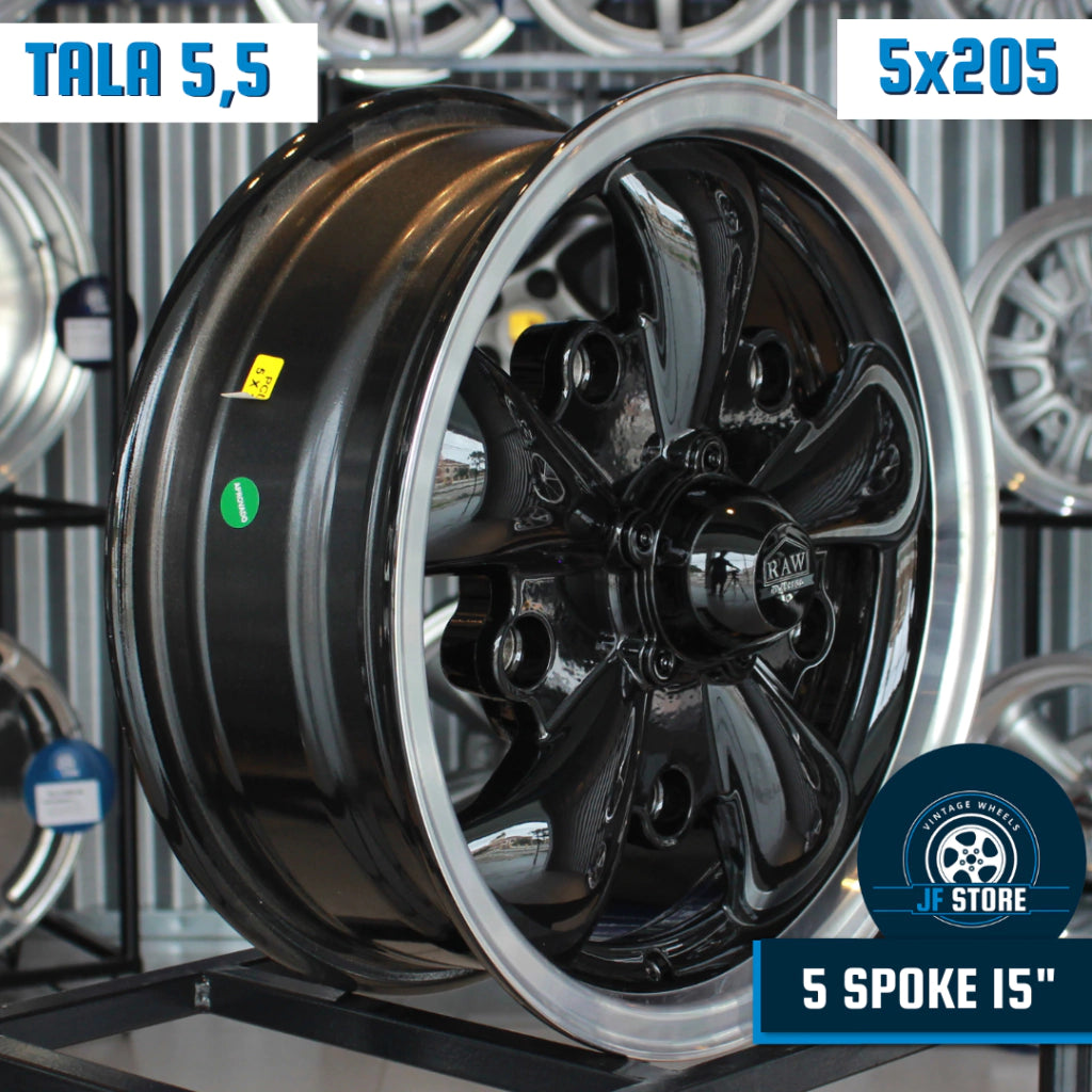 Set of 5 Spoke Wheels 15" Black
