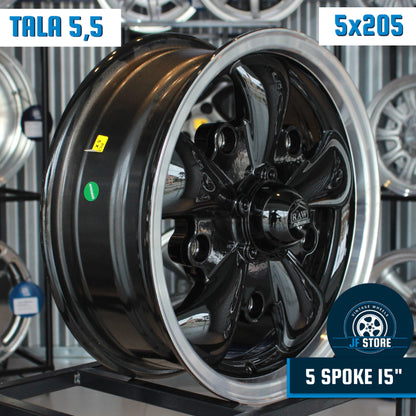 Set of 5 Spoke Wheels 15" Black