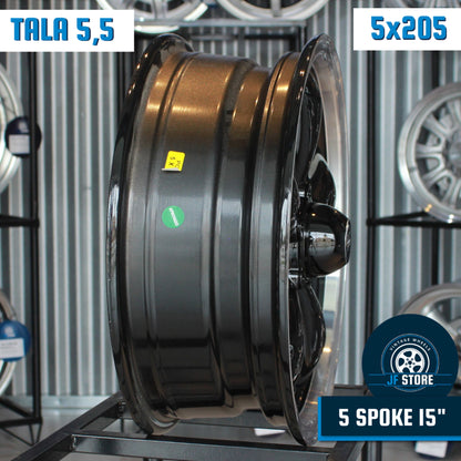 Set of 5 Spoke Wheels 15" Black