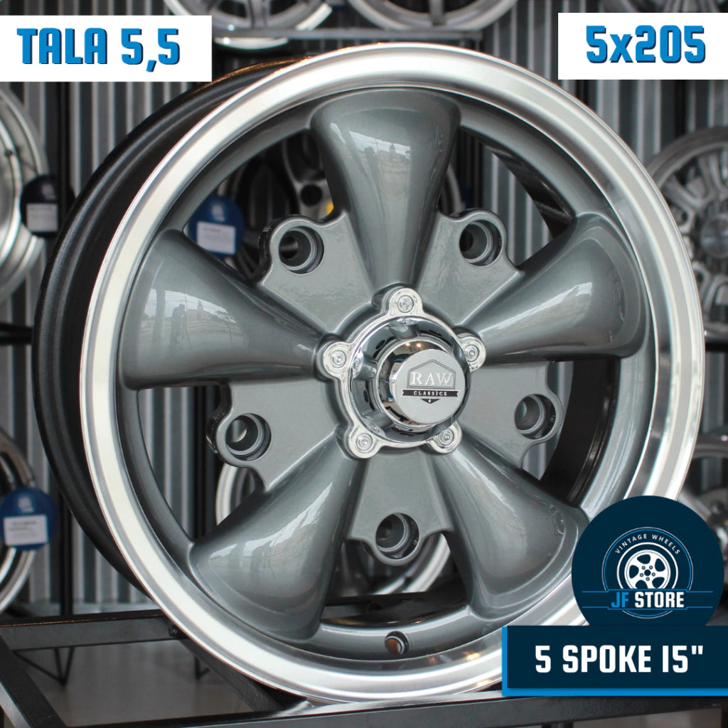 Set of 5 Spoke Wheels 15" Graphite