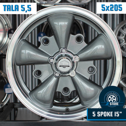 Set of 5 Spoke Wheels 15" Graphite