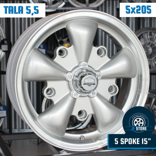 Set of 5 Spoke Wheels 15" Silver