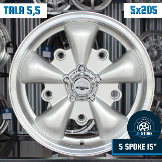 Set of 5 Spoke Wheels 15" Silver