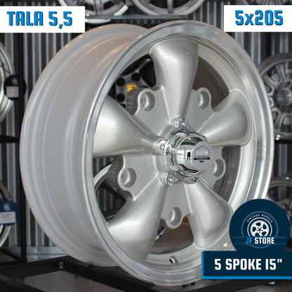 Set of 5 Spoke Wheels 15" Silver