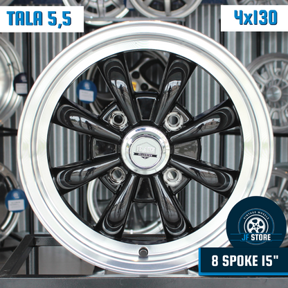Set of 8 Spoke Wheels 15" Black