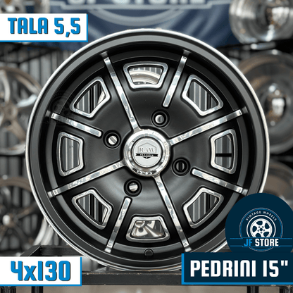 Set of Pedrini Wheels 15" Black and Polished